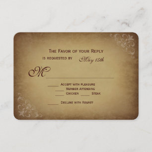 Cartes RSVP de Mariage Rustique vintages aux angle