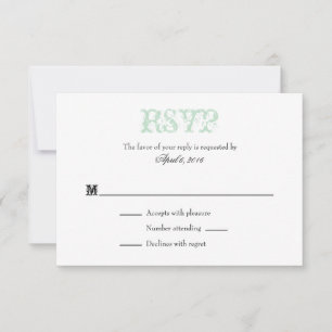 Cartes RSVP de mariage simple Mint Green White Pla
