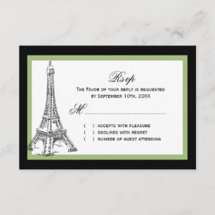 Cartes RSVP de mariage Tour Eiffel