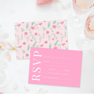 Cartes RSVP de mariage Turquoise rose chaud