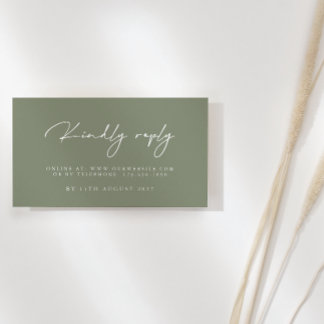 Cartes RSVP de mariage vert Sage moderne