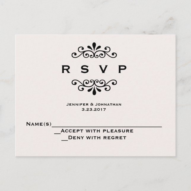 Cartes RSVP de mariage vintage (Devant)