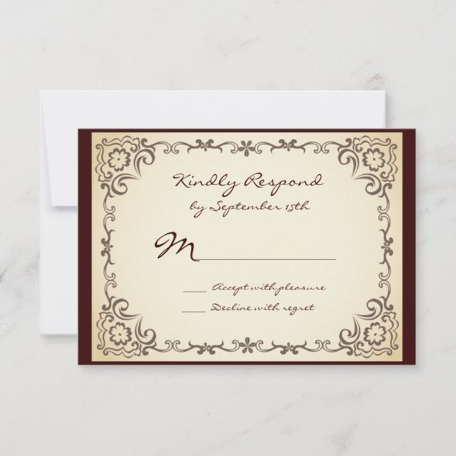 Cartes RSVP de Mariage vintage Country Scroll Fram (Devant)