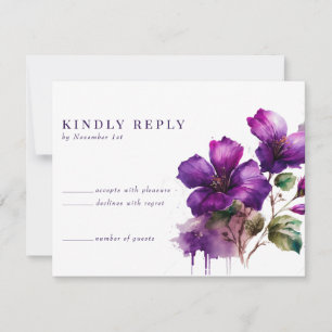Cartes RSVP de réponse des Mariages floraux violet