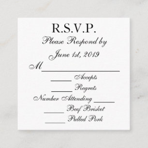 Cartes RSVP de réponse en noir et blanc