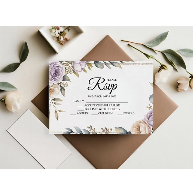 Cartes RSVP Design Rose violet moderne (Créateur téléchargé)