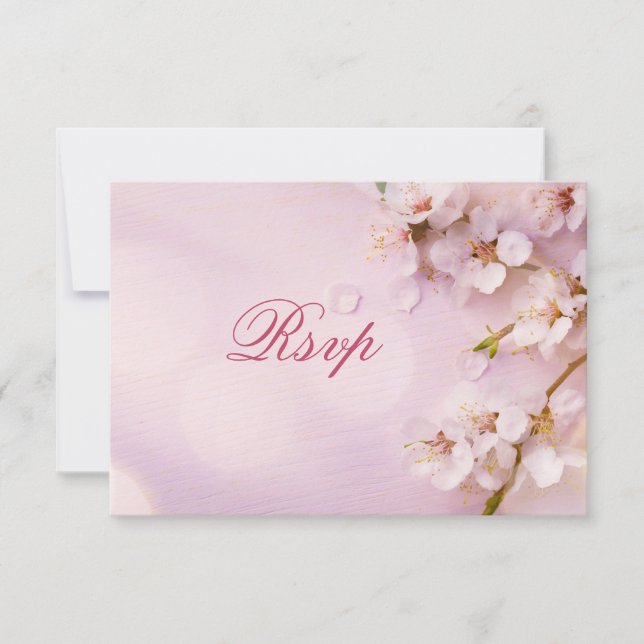 Cartes RSVP Élégantes Cherry Blossom Pour Mariage (Devant)