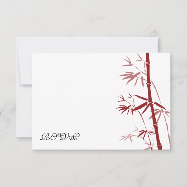 Cartes RSVP en bambou rouge (Devant)