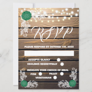Cartes RSVP en dentelle rustique en bois