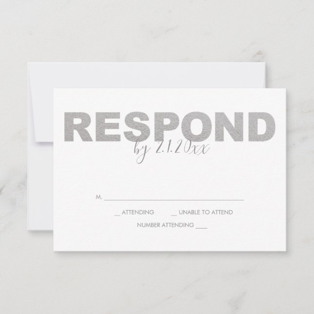 Cartes RSVP Faux Silver et Rose (Devant)