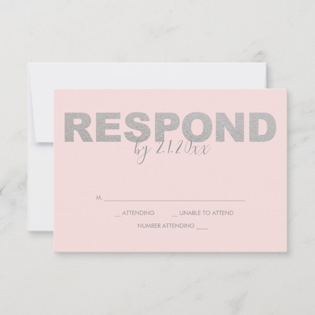Cartes RSVP Faux Silver et Rose (Devant)