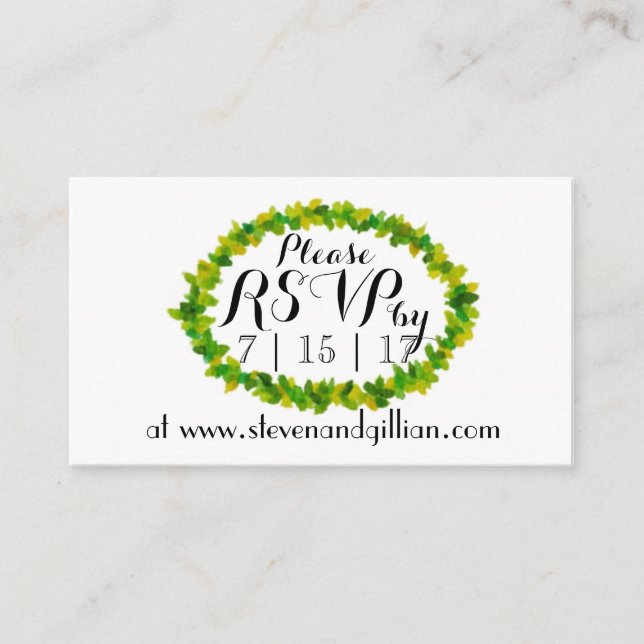 Cartes RSVP feuille de couronne/cartes de rappel d (Devant)