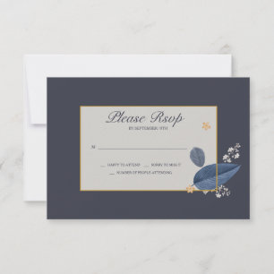 Cartes RSVP Feuilles bleues