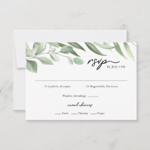 Cartes RSVP Feuilles de verdure simples