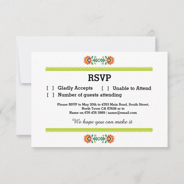 Cartes RSVP Fiesta Mexicaine Imprimées Lime Fête d (Devant)