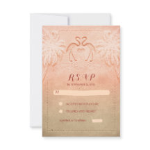 cartes RSVP flamingo de mariage maritime