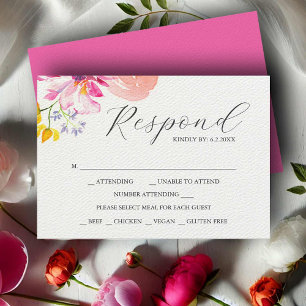 Cartes RSVP Floral Aquarelle pour Mariage