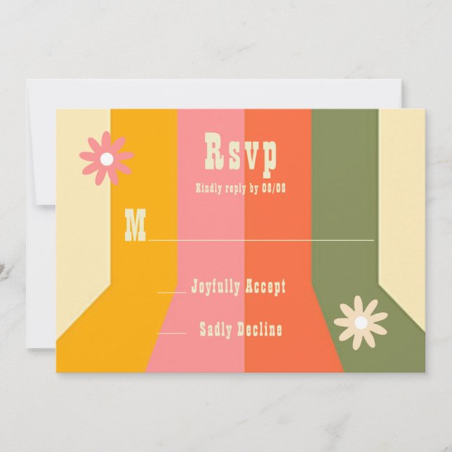 Cartes RSVP Hippie Super des années 60 rétro les a (Devant)