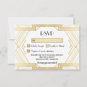 Cartes RSVP Invitations de Mariage Vintage Gatsby