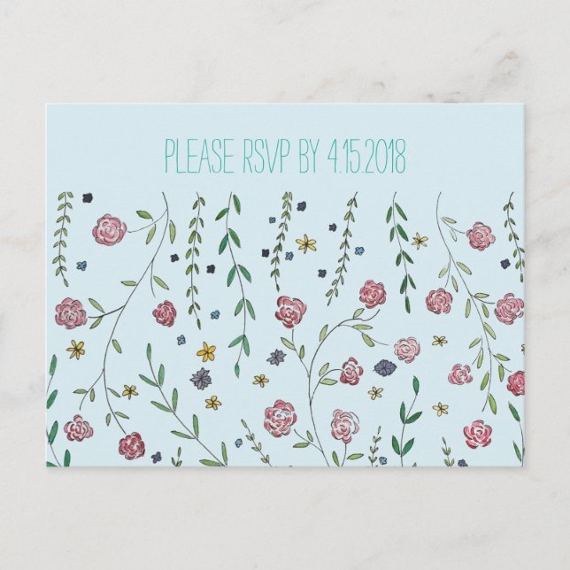 Cartes RSVP Livres et Blossoms (Devant)
