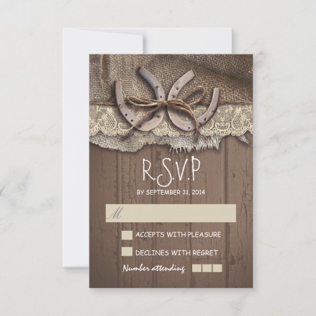 Cartes RSVP mariage campagnard rustique (Devant)