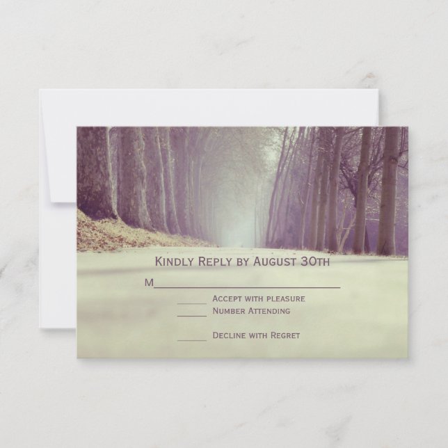 Cartes RSVP Mariage de automne Rustic Country Tree (Devant)
