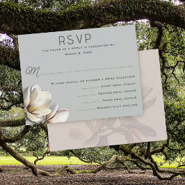 Cartes RSVP Mariage du menu Fleurs Magnolia du Sud