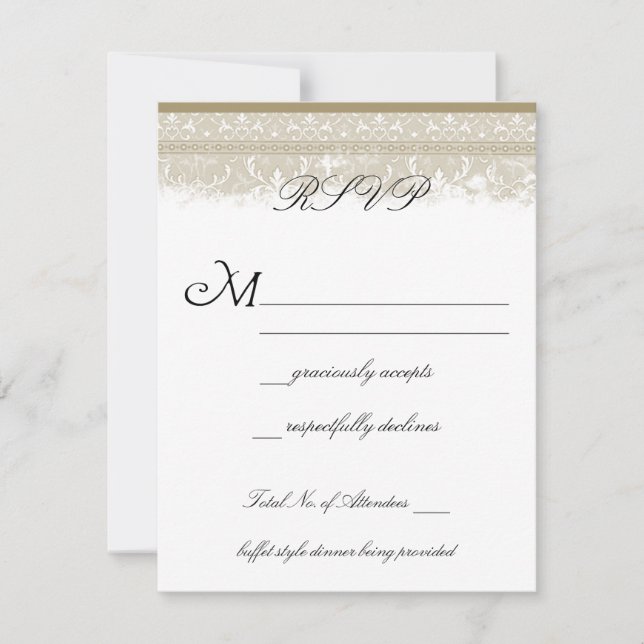 Cartes RSVP Mariage Elégance vintage (Devant)