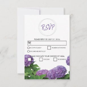 Cartes RSVP Mariage Elégante Hydrangea Violet