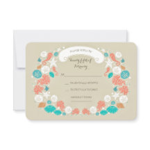 Cartes RSVP Mariage Plage Cute