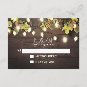 Cartes RSVP mariages de automne avec voyants scint