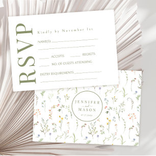 Cartes RSVP Meadow Floral Fleur sauvage Bloom Wedd