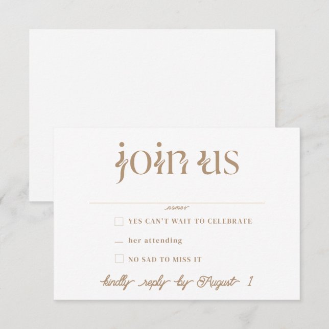 Cartes RSVP minimalistes de mariage (Devant / Derrière)