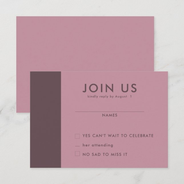 Cartes RSVP minimalistes de mariage (Devant / Derrière)