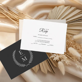 Cartes RSVP minimalistes de mariage noir