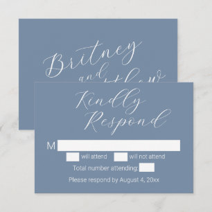 Cartes RSVP minimalistes Dusty Blue Wedding
