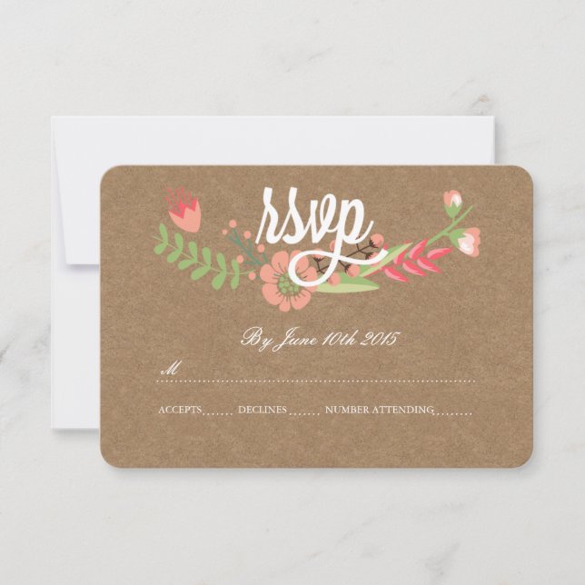 CARTES RSVP MODERNES EN PAPIER KRAFT (Devant)
