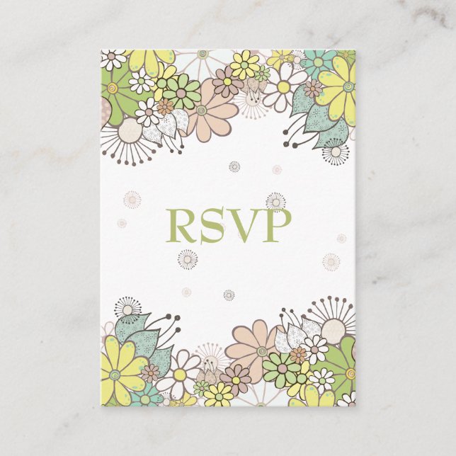 Cartes RSVP Neutres Fleur Jardin Mariage (Devant)