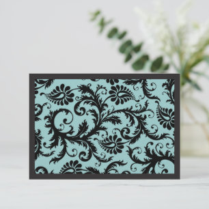 Cartes RSVP-Noir & Aqua Bleu Damas