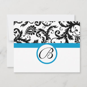 Cartes RSVP-Noir & Blanc Damas Aqua Trier