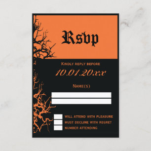 Cartes RSVP Noir Et Orange Halloween Mariage