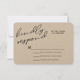 Cartes RSVP papier rustique simple