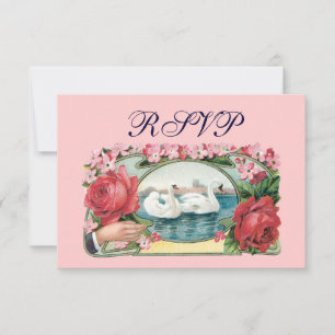 Cartes RSVP personnalisées Swan et Rose