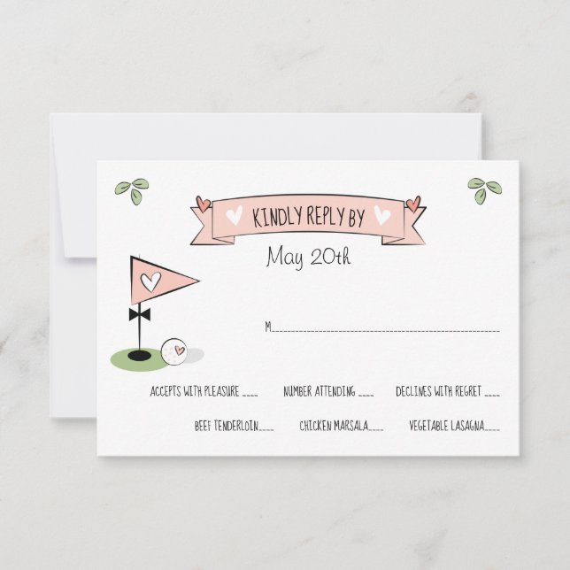Cartes RSVP Pink Golf Ball et Bowtie Pin (Devant)