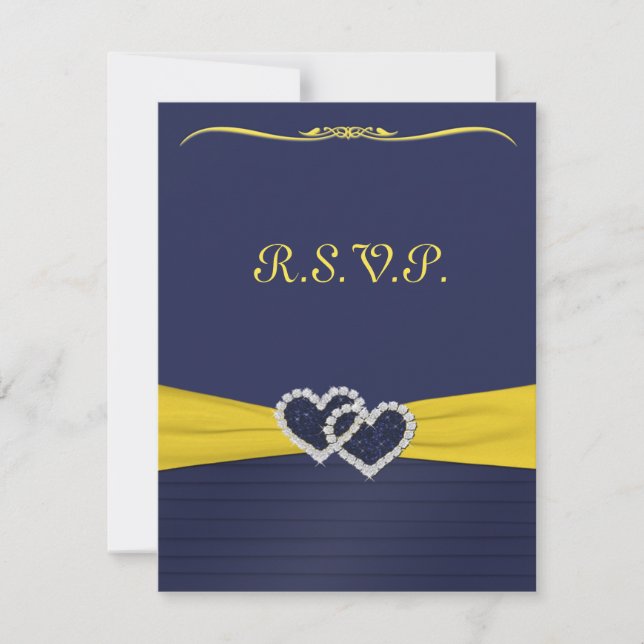 Cartes RSVP Plis Bleus et Coeurs Diamants (Devant)