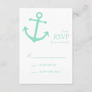 Cartes RSVP pour Ancre nautique (Vert pâle)