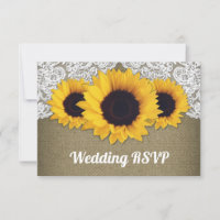 Cartes RSVP pour le Burlap de tournesol et le mari