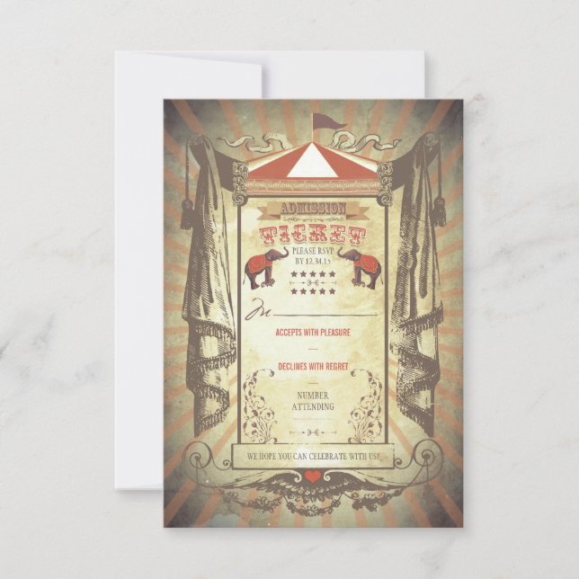 Cartes RSVP pour le mariage des éléphants du cirqu (Devant)