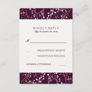 Cartes RSVP pour l'or respiratoire et le mariage d