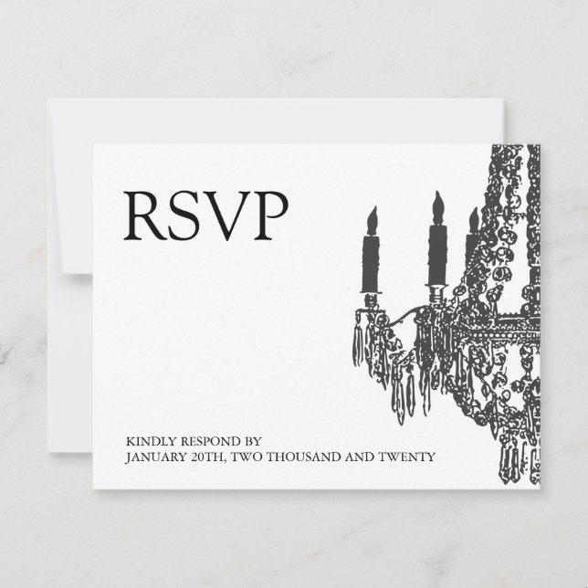 Cartes RSVP pour lustre noir et blanc classique (Devant)